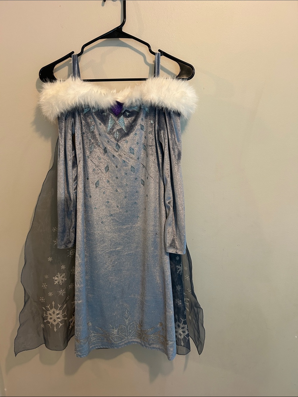 Frozen Silver Blue Princess Costume with White Faux Fur Trim